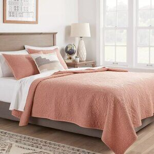 Threshold Full/Queen Garment Washed Paisley Stitch Quilt Terracotta/Bronze‎